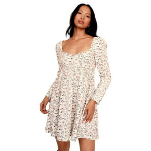 Free People Corduroy Bessie Floral Babydoll Dress Size S